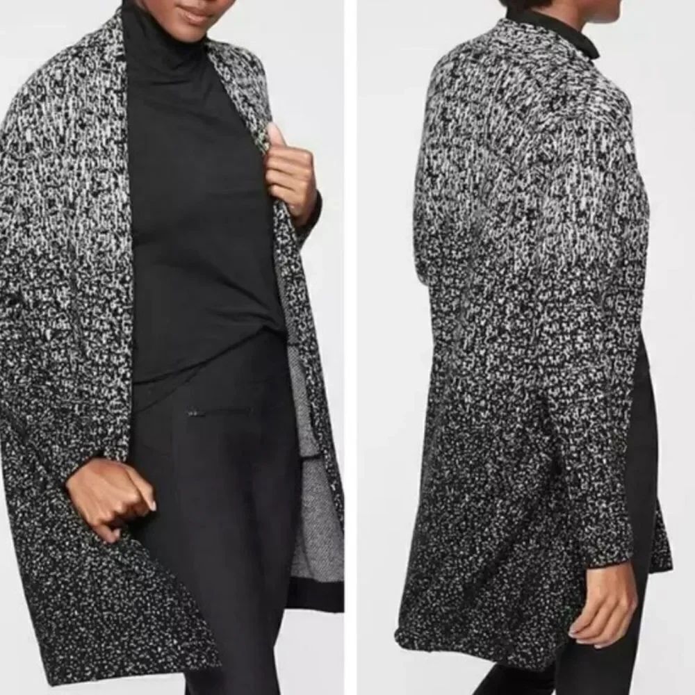 Athleta Size Small Wythe Black Ombré Wool Cashmere Sweater Coat Long Sleeve